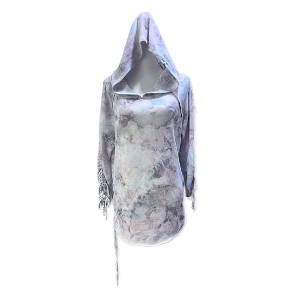 YOUNG FABULOUS & BROKE OVERSIZED TIE DYED HOODIE RUCHED SIDES WOMEN’S XS - Picture 3 of 10